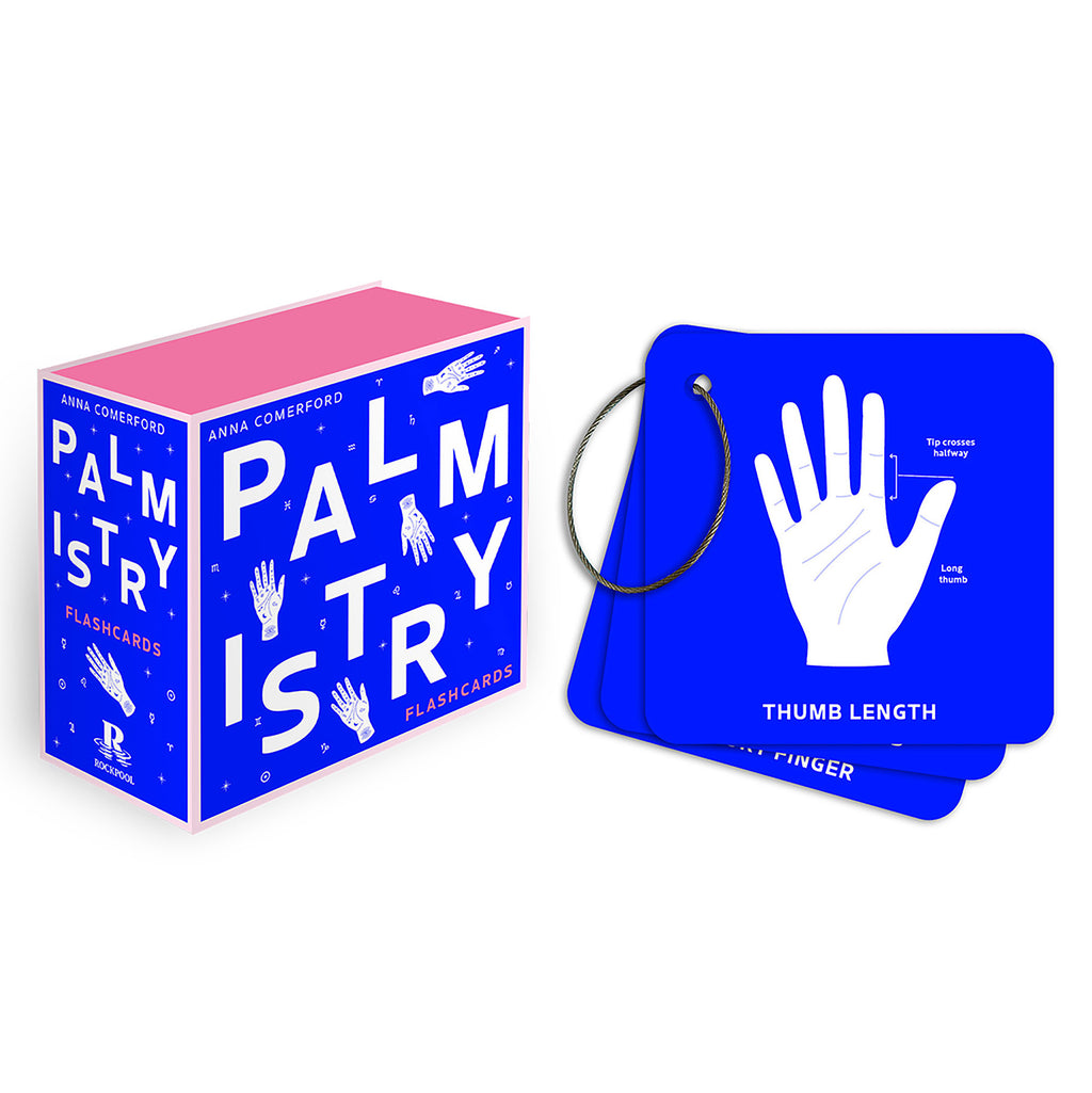 Palmistry flashcards with a blue box packaging on a white background