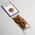 Packaged incense cones with 'Ecential Essences' label on a white background