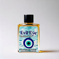 Bottle of 'Evil Eye' spiritual oil with a blue label on a white background