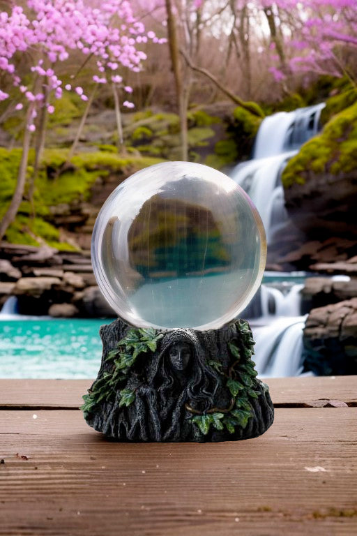 Maiden, Mother Crone with Clear Gazing Ball