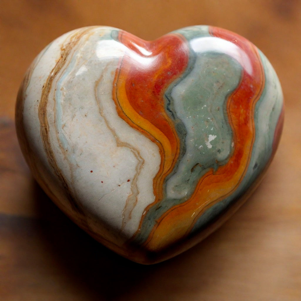 Polychrome Jasper Heart Stone