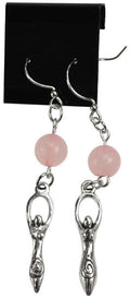 Rose Quartz Goddess Pewter Earrings