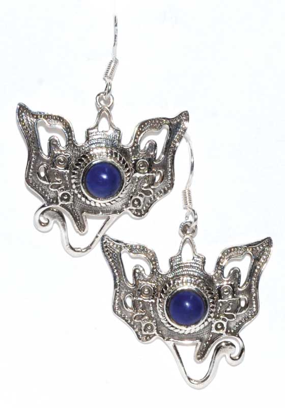 Ganesha Sterling Silver Earrings with Lapis