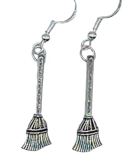 Enchanted Witches Broom Sterling Silver Earrings