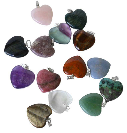 24 Heart-Shaped Stone Pendants