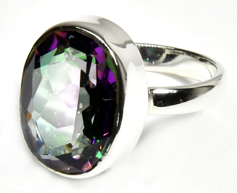 Iridescent Dreams: Sterling Silver Mystic Quartz Ring