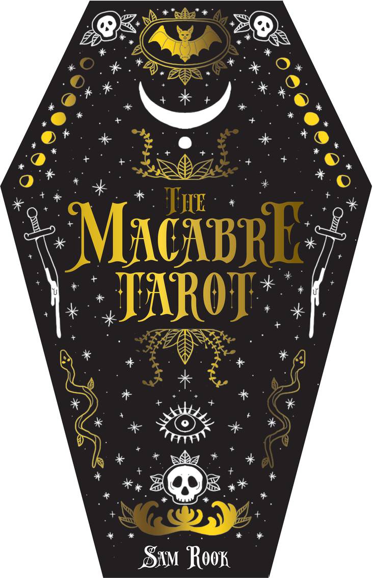 Cover of 'The Macabre Tarot' with gothic design elements on a black background