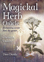Book cover of 'Magickal Herb Oracle' with herbs and mystical design