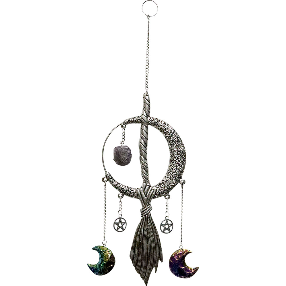 Metal Wall Hanging Moon & Broom