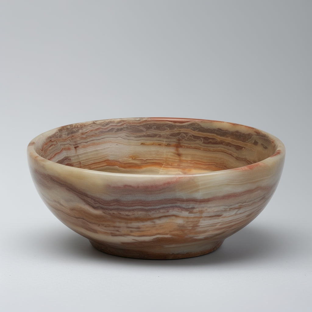 Marble-patterned bowl on a gray background