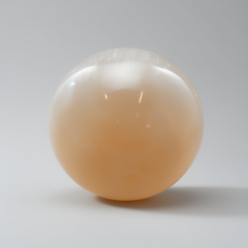 Spherical object with gradient color from white to orange on a gray background