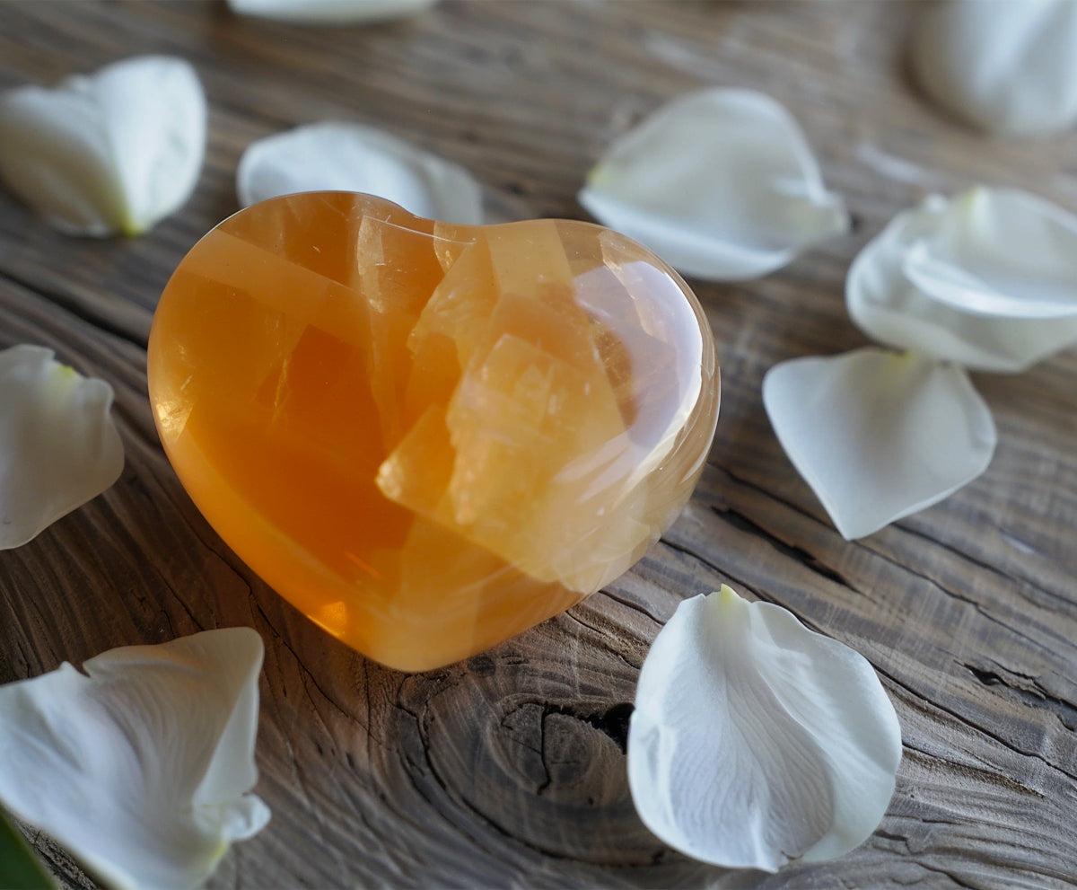 Orange Selenite Heart