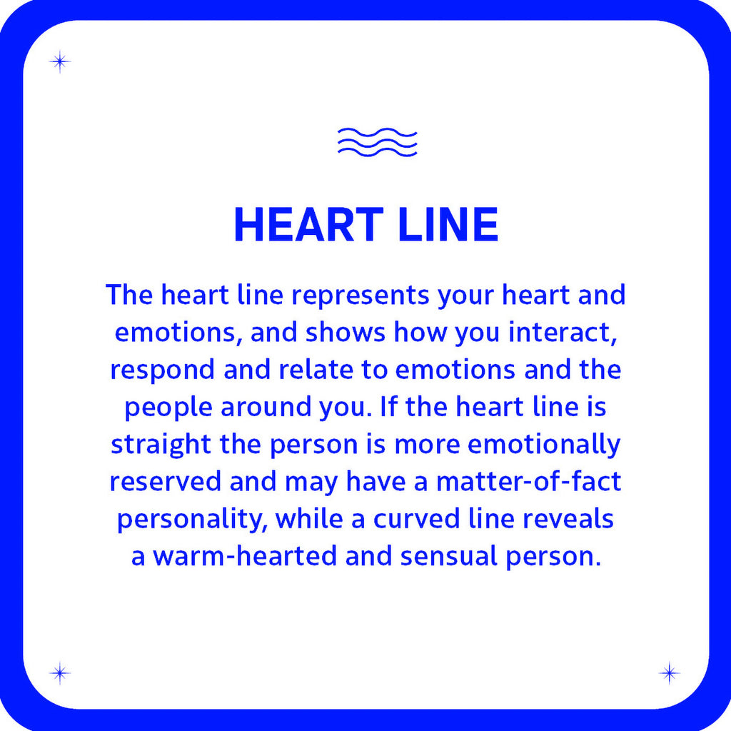 Information about the heart line in astrology with text on a white background.