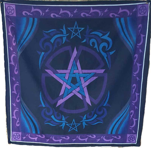 36" Black & Purple Pentagram Altar Cloth