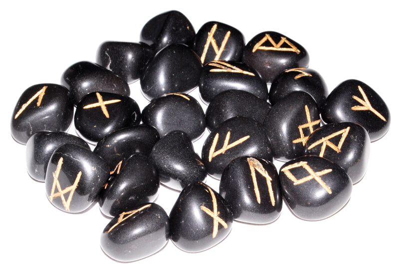 Black Agate Rune Set