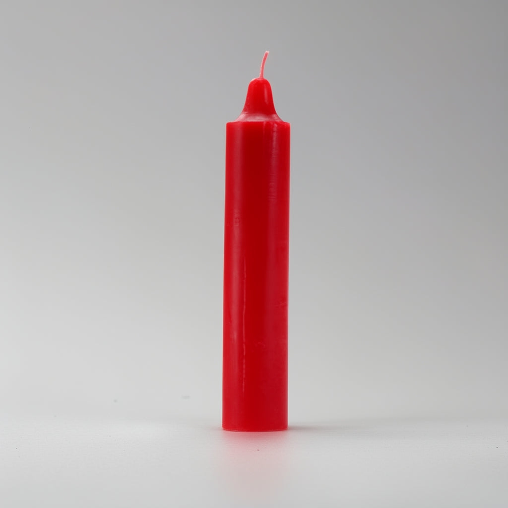 Red candle on a gray background