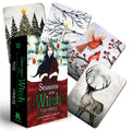 Seasons of the Witch Oracle cards with a box and cards featuring nature and characters.