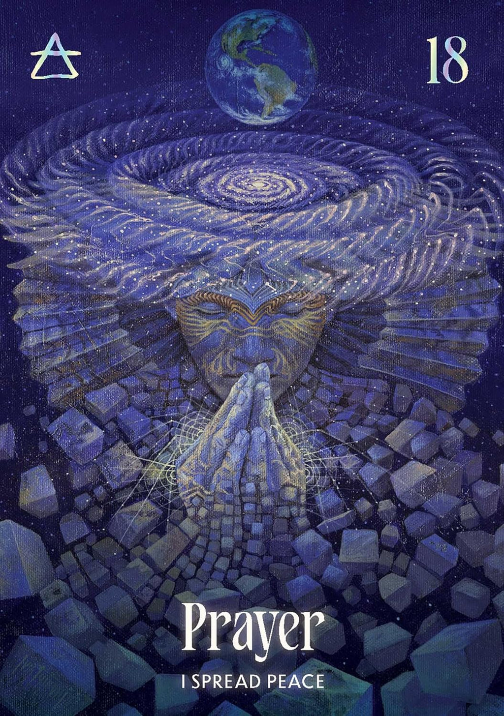 Artistic depiction of a praying hands symbol with a world map in the background, titled 'Prayer I Spread Peace'.