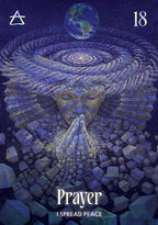 Artistic depiction of a praying hands symbol with a world map in the background, titled 'Prayer I Spread Peace'.