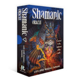 Shamanic Oracle card set packaging with colorful design and text.