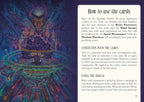 Instructions on how to use Shamanic Oracle cards with a mystical design.