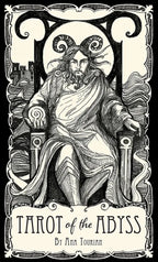 Illustration of a figure with ram's horns and the title 'Tarot of the Abyss' by Anna Tourian.