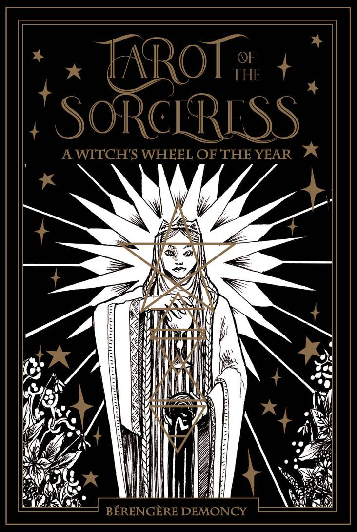Book cover of 'Tarot of the Sorceress' with a stylized illustration of a woman and star design.