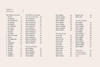 A printed page showing a table of contents with the title 'The Major Arcana' and numbered chapter and page entries laid out in two columns on a light gray background.