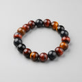 Multicolored beaded bracelet on a light gray background