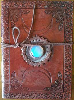 Triple Moon with Stone Embossed Leather Journal