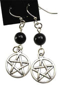 Black Onyx Meditation Pewter Earrings