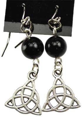 Black Onyx Meditation Pewter Earrings