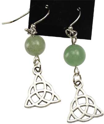 Green Aventurine Meditation Pewter Earrings