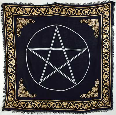 Gold Bordered Pentagram Altar Cloth 