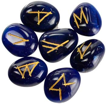 Blue Onyx Rune Stone Set